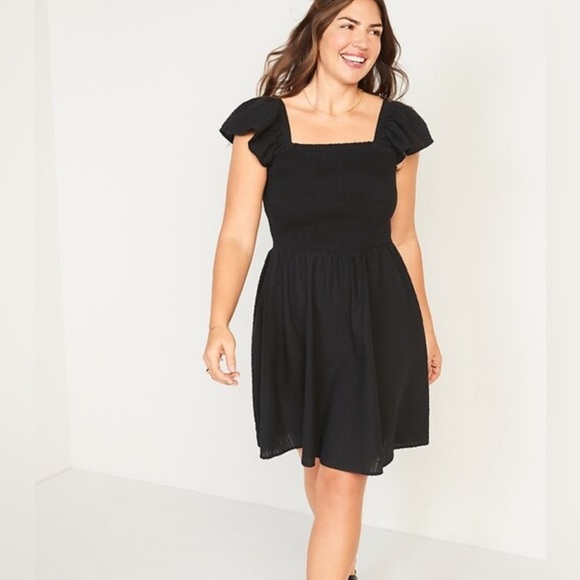 Old Navy Dresses & Skirts - Flutter-Sleeve Fit & Flare Smocked Seersucker Mini Dress for Women